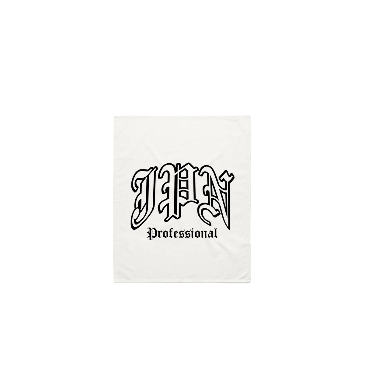 Gothic Tea Towel: black JPN Professional gothic logo on a white tea towel