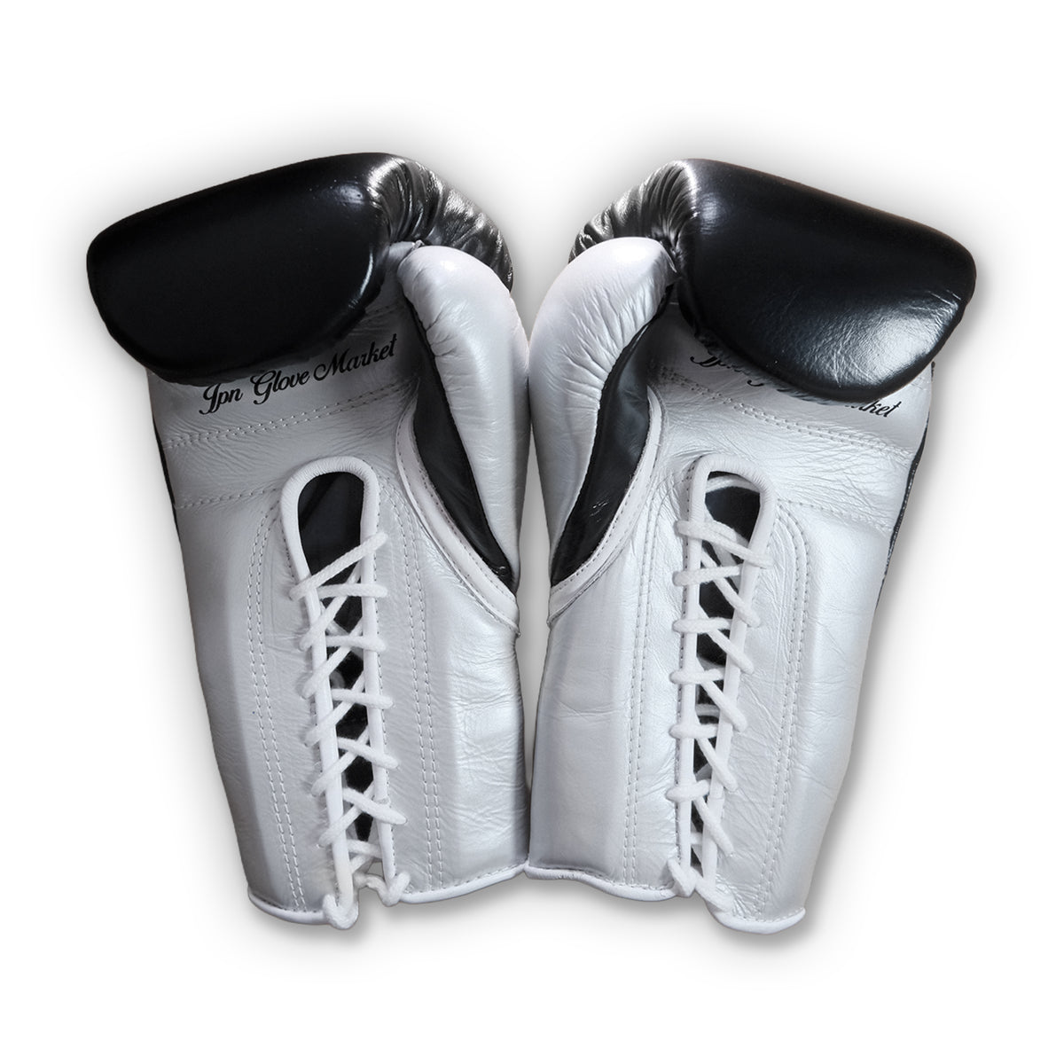 JPN Pro Series 16oz gloves, black and silver, side profile