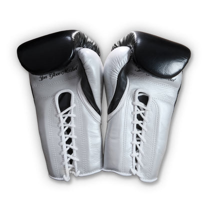 JPN Pro Series 16oz gloves, black and silver, side profile