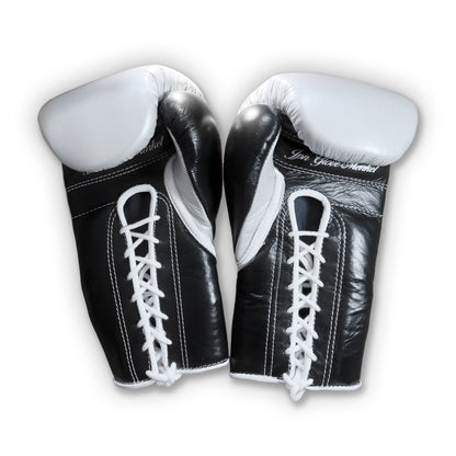 JPN Pro Series 16oz gloves, silver and black, side profile